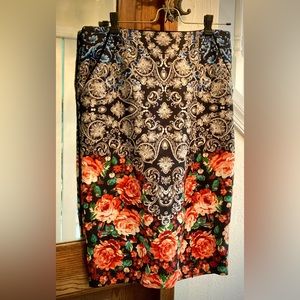 Boston Proper Floral Scuba Skirt (Size 6)
